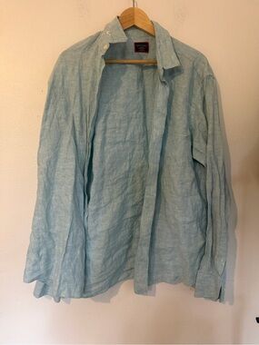 UNTUCKit Linen Button-Up Shirt Jacket - Light Blue